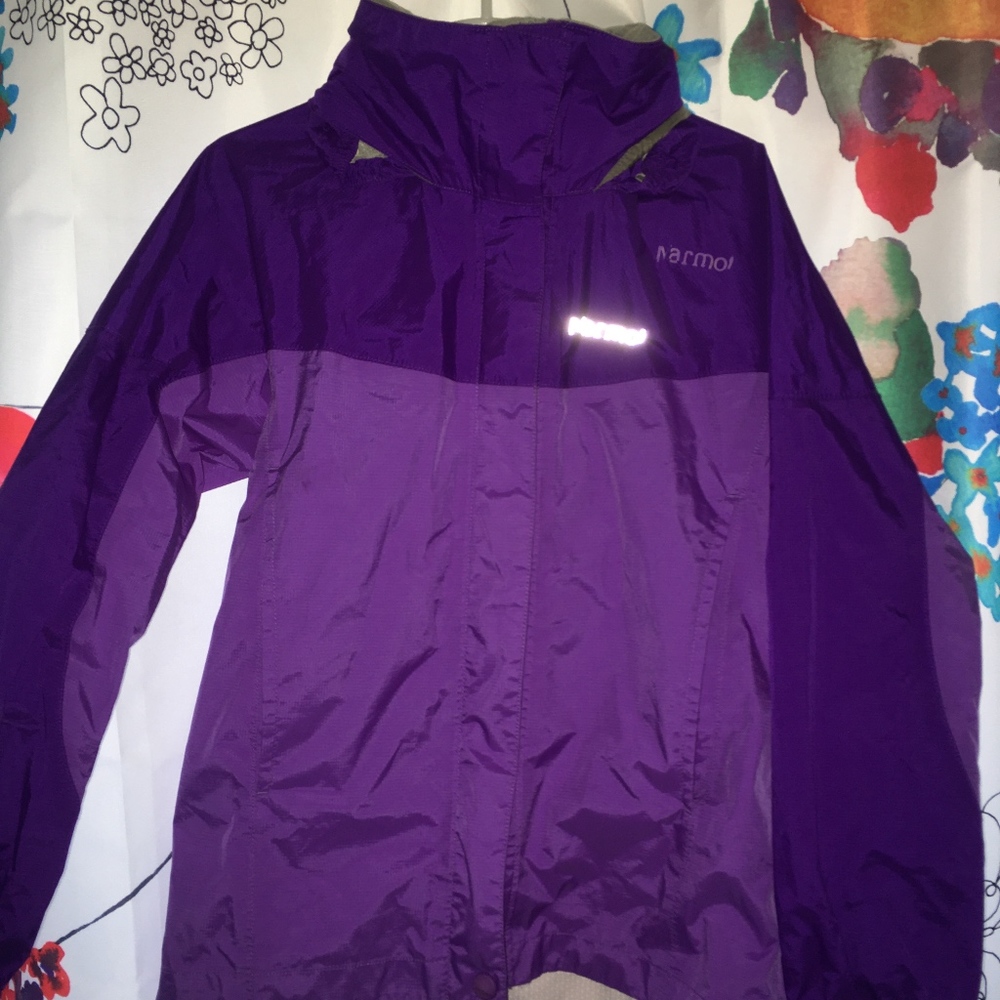 Marmot Girls Purple PreCip Waterproof Rain Jacket